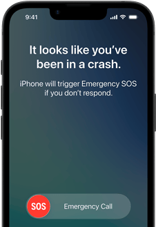 iPhone 17e, преден екстериор, заоблени ъгли, използва функцията Crash Detection