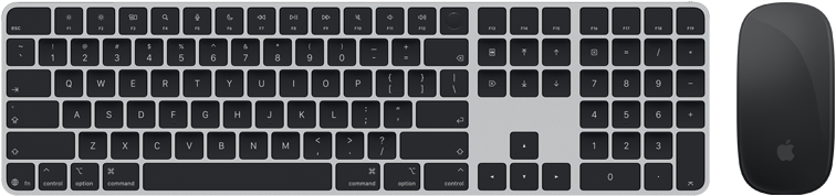 Изглед отгоре на Magic Keyboard с Touch ID и Magic Mouse