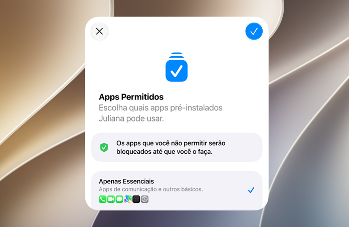 A tela do Assistente de Configuração mostra que o pai ou a mãe pode revisar e aprovar apps para a conta de criança