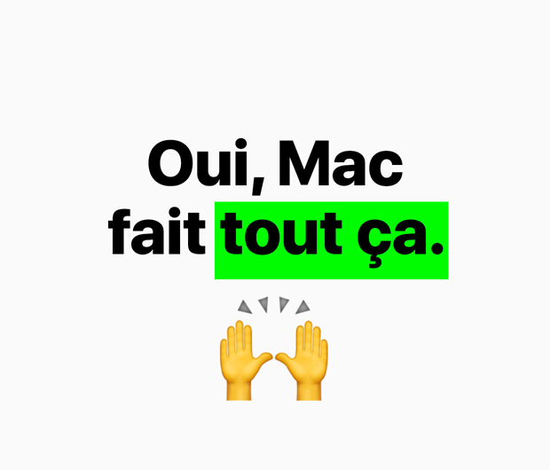 Une image montrant la phrase « Oui, Mac fait tout ça ».