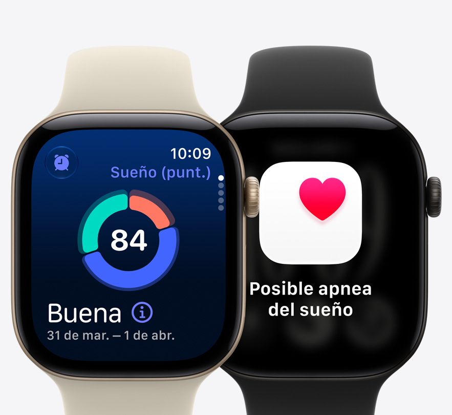 Dispositivos Apple Watch Series 12, Puntuación de Sueño en la pantalla, notificación de posible apnea del sueño