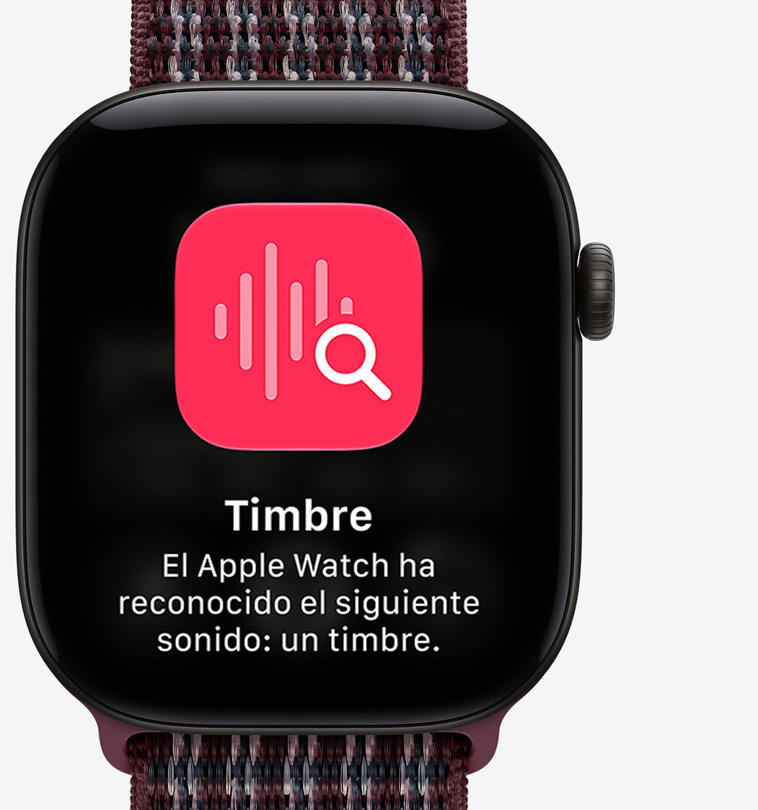 Apple Watch Series 12, caja de aluminio, color negro, pantalla de conversación destacada, correa Loop deportiva, color tartán burdeos