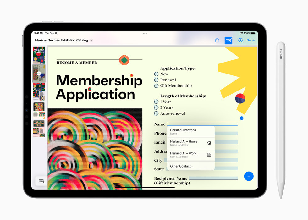 The new AutoFill feature for PDFs in iPadOS 17.