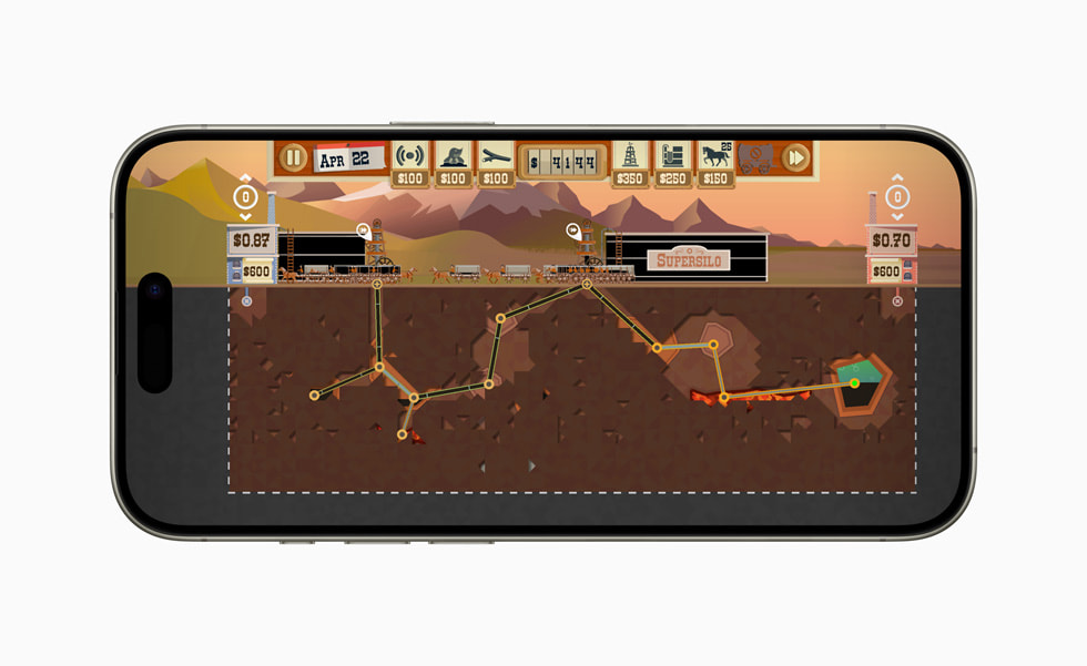 Gameplay in Turmoil+ displayed on iPhone 15 Pro. 