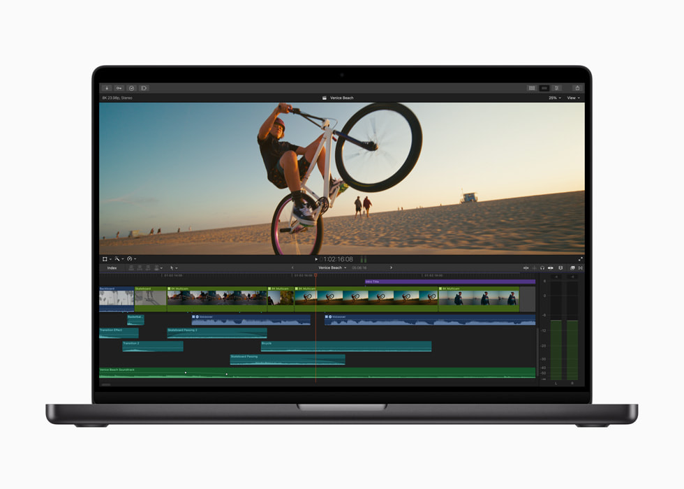 A user’s timeline is shown as part of their Final Cut Pro for Mac workflow.