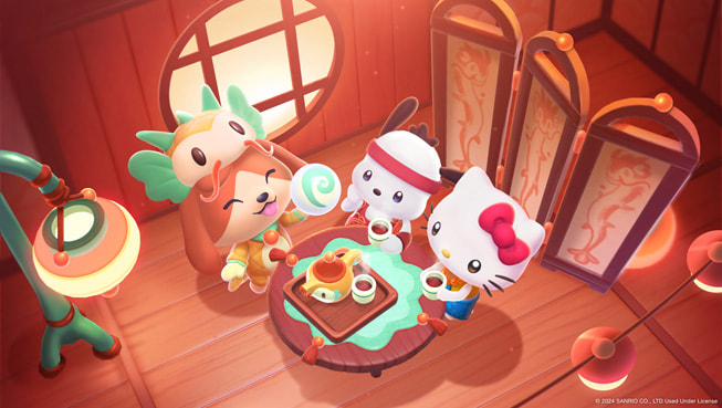 A still from Hello Kitty Island Adventure’s Luck & Lanterns Celebration locked up on Mac.