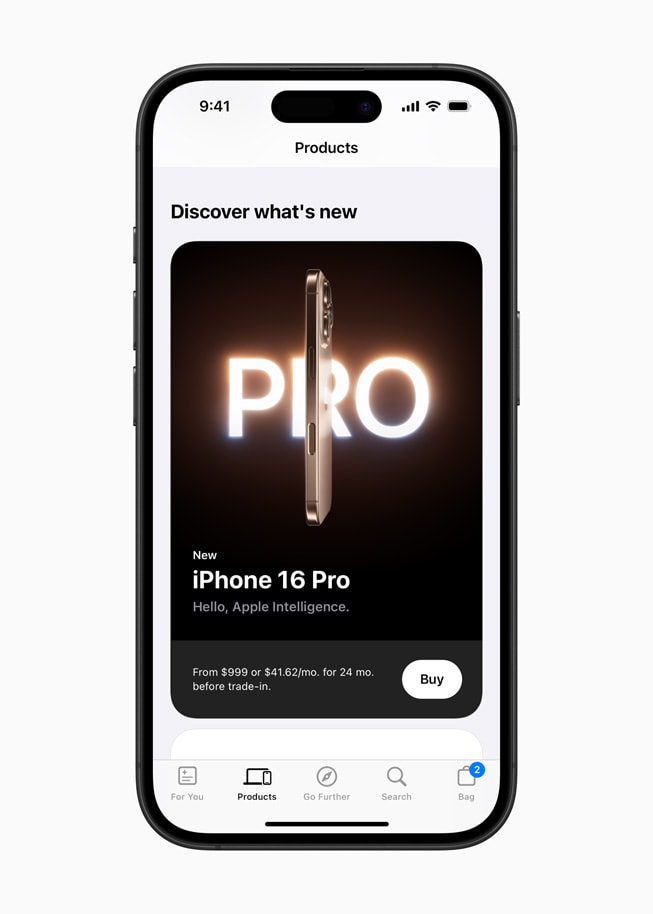 Strona Produkty w przeprojektowanej aplikacji Apple Store.