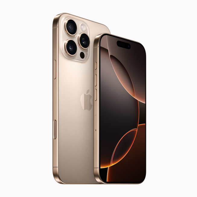 iPhone 16 Pro Max i iPhone 16 Pro w kolorze tytanu pustynnego