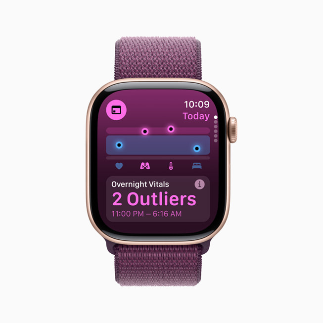 Apple Watch displays the Vitals app.