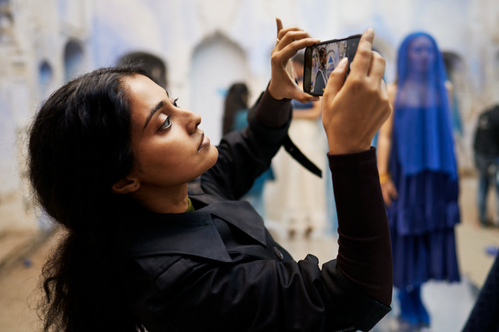 Amrita Bagchi on set for her film, Tinctoria.