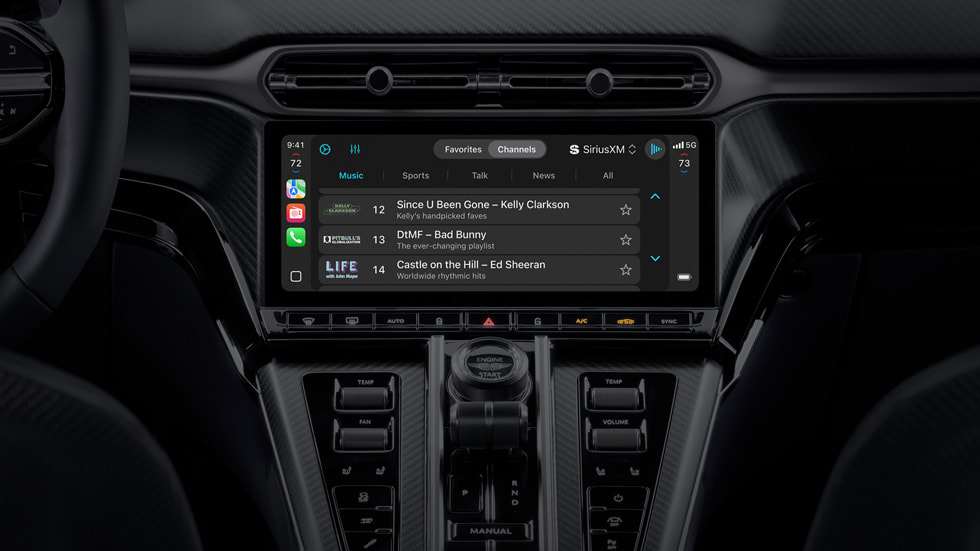 A CarPlay Ultra radio screen is shown in an Aston Martin.
