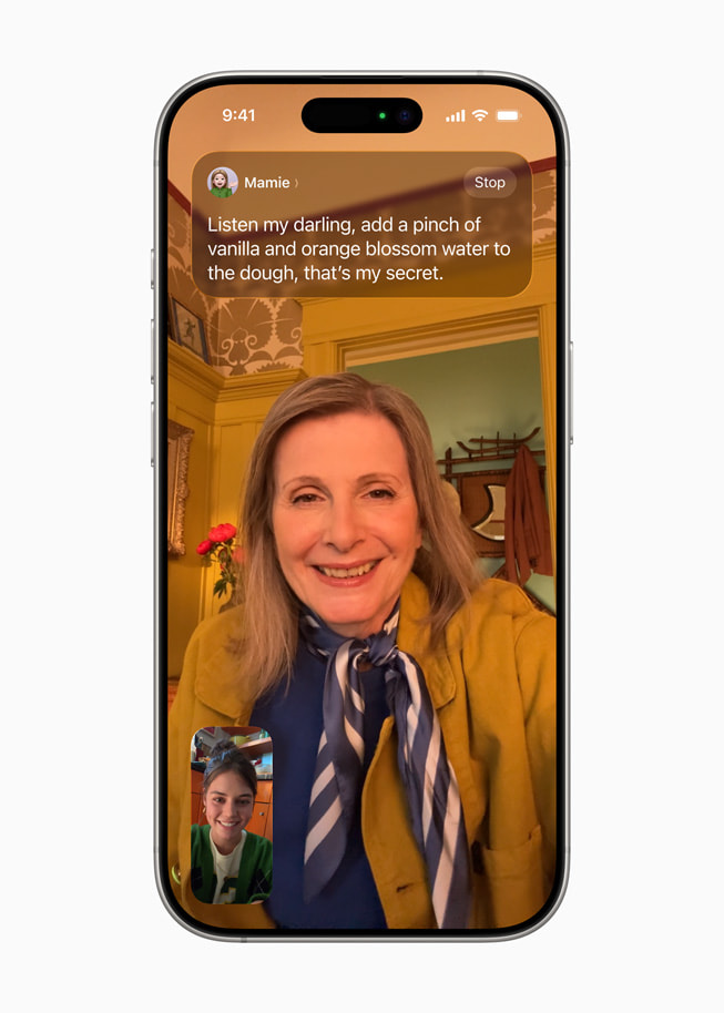 Live Translation with FaceTime displayed on iPhone 16 Pro. 