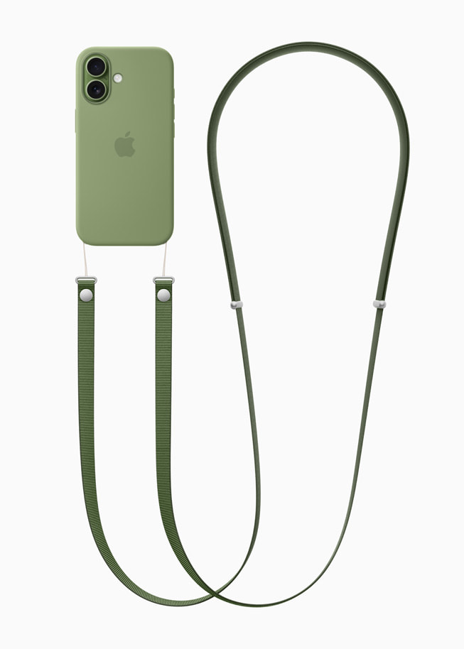 A green Crossbody Strap is shown with iPhone 17.