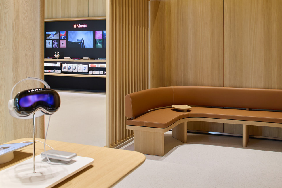 The Apple Vision Pro demo area at Apple Al Jimi Mall in Al Ain, UAE.