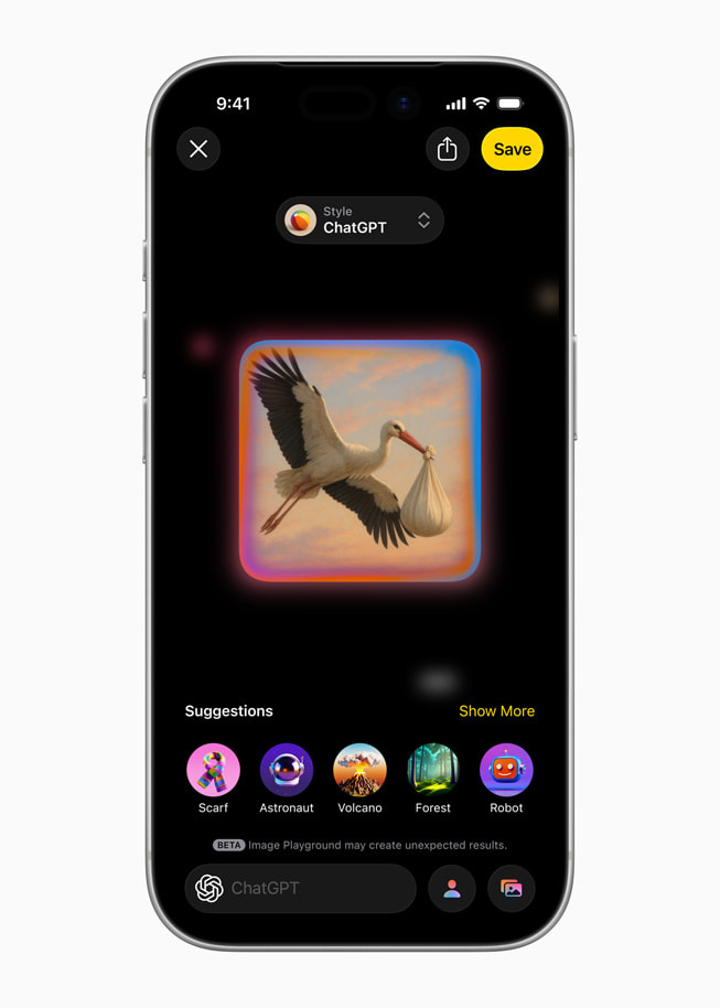Das neue Image Playground Erlebnis auf einem iPhone 17 Pro. 