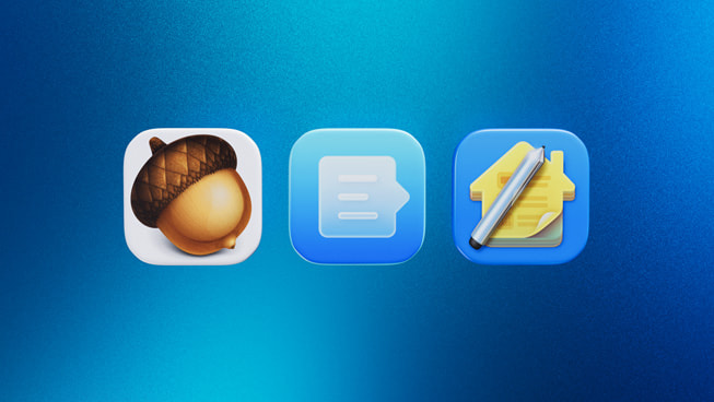 Three icons representing Acorn, Essayist, and Under My Roof.