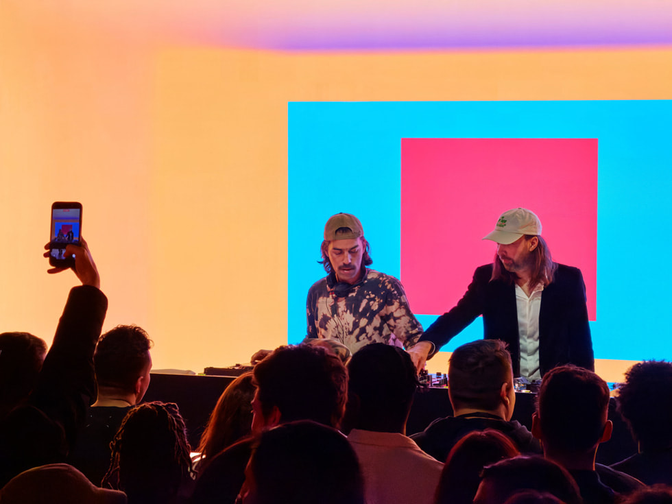 Breakbot pictured DJing at Apple Champs-Élysées in Paris.