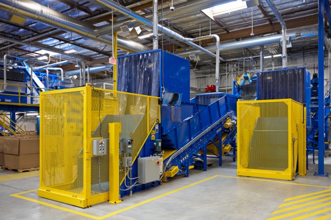 Machinery that’s part of the Cora recycling system at the Advanced Recovery Center in California.