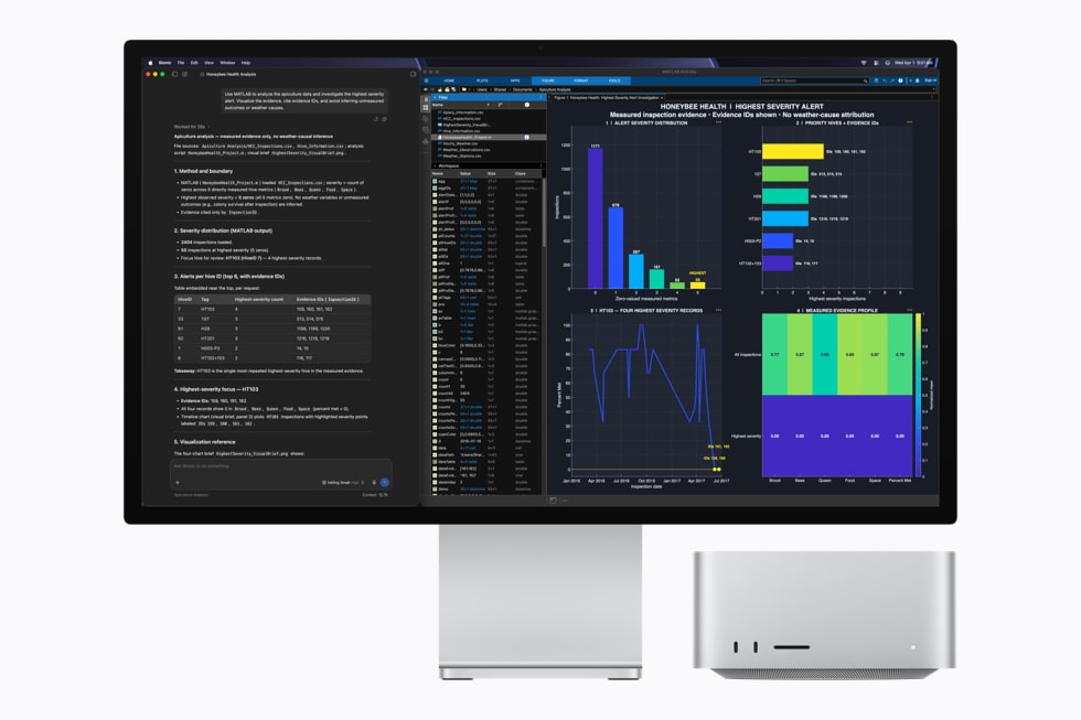 Mac Studio med M5 Ultra, der kører LM Studio Bionic.