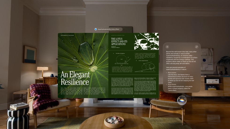 Una persona interactúa con Siri AI en la interfaz de un Apple Vision Pro.