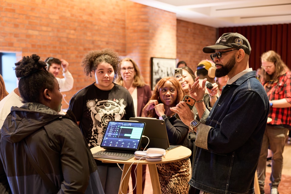 Creatives at the launch of the Apple x King’s Trust Creative Labs speak with Prophet Guillory.