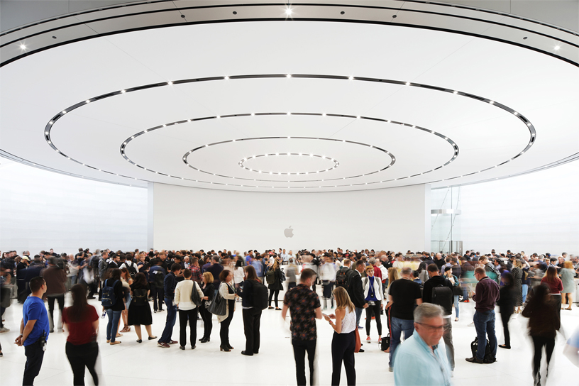 Guests at the hands-on area at Steve Jobs Theater.
