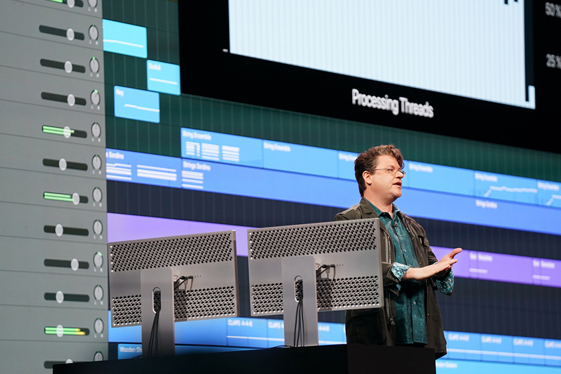 David Earl on stage at WWDC 2019.