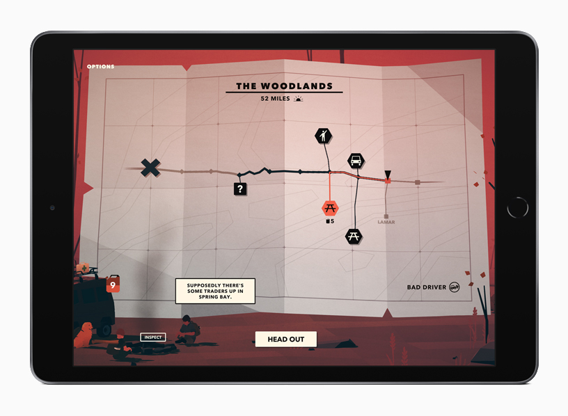 Gameplay from “Overland” displayed on iPad.