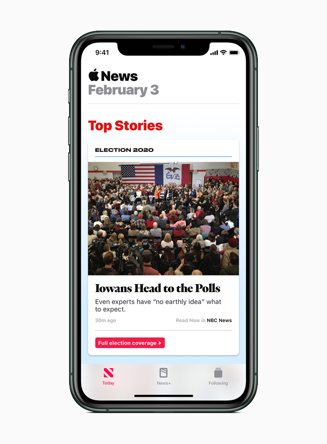 Apple News features election coverage from a variety of sources.