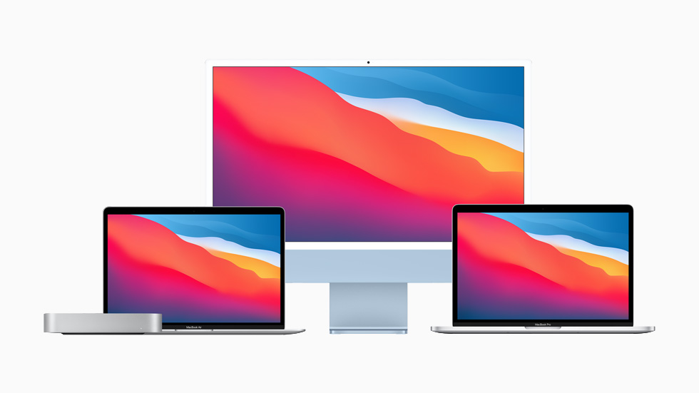 The Mac family, featuring the new iMac, MacBook Air, 13-inch MacBook Pro, and Mac mini.