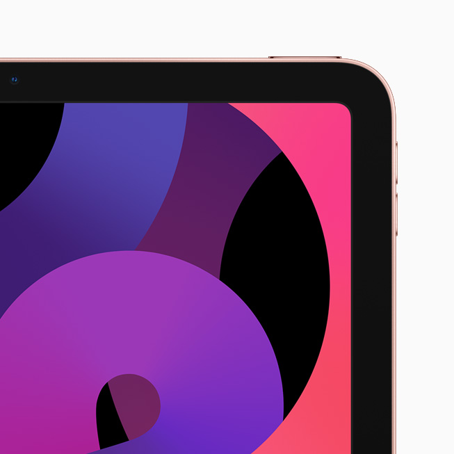 Primer plano del iPad Air en color oro rosa.