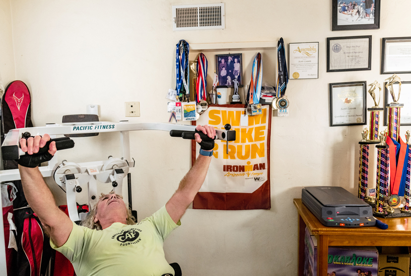 Scott Leason training at home.