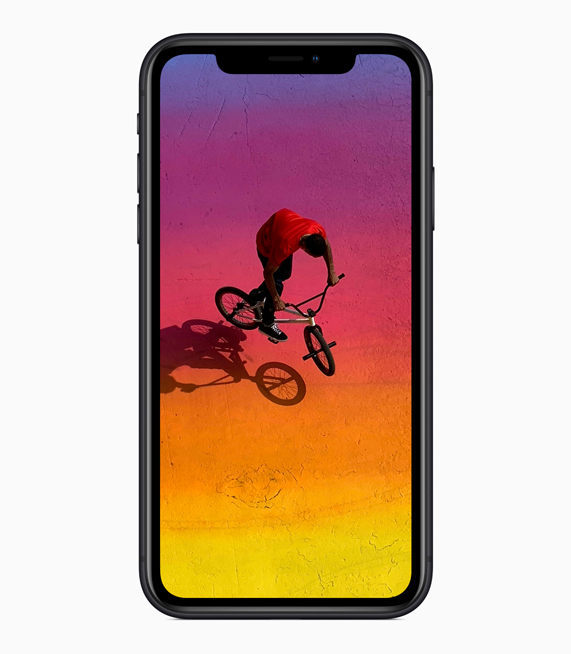 iPhone XR showing all-screen Liquid Retina display.