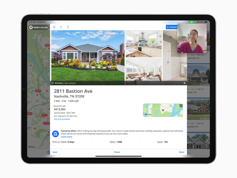 Screen sharing with SharePlay on iPad Pro.