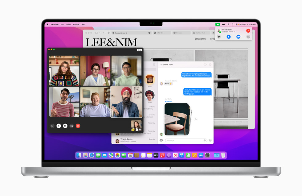 macOS Monterey showcasing new features on a MacBook Pro.