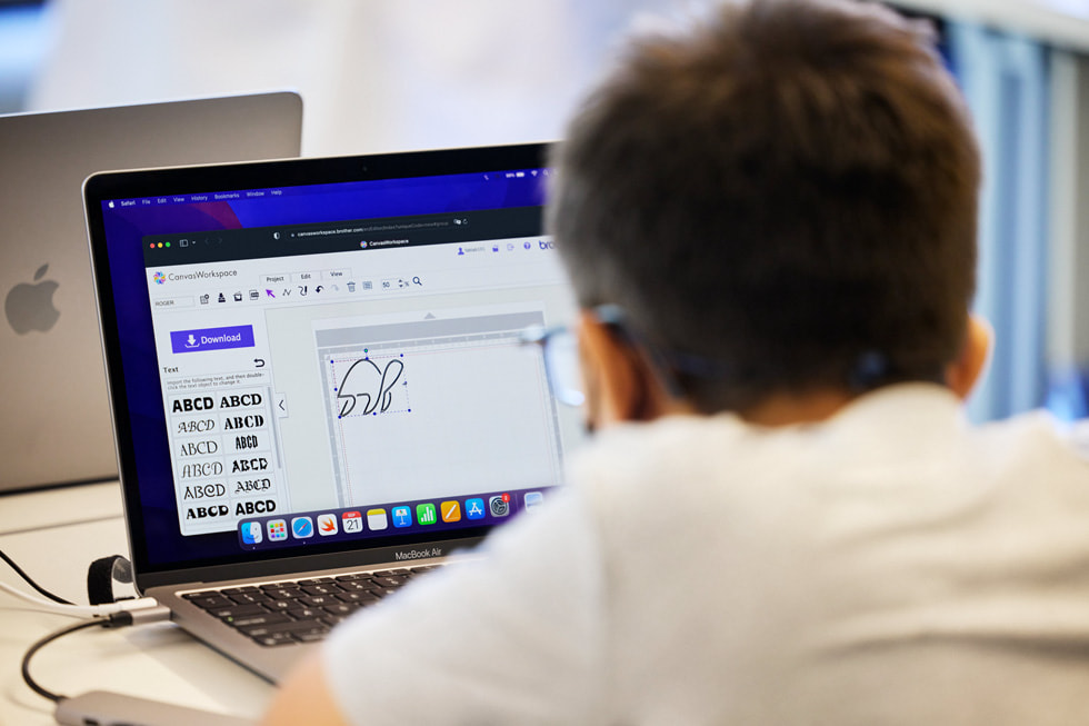 A student uses a laptop at California State University, Dominguez Hills’ “STEAM Max” experience.
