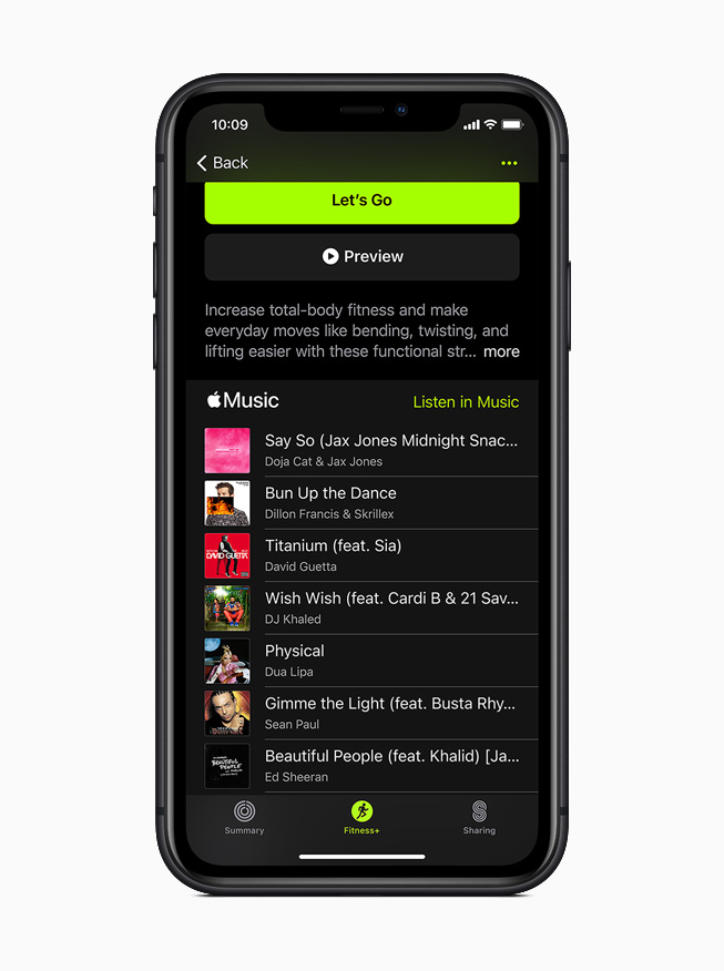 Apple Music-Wiedergabeliste in Apple Fitness+.