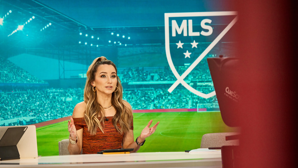 Pregame studio host Jillian Sakovits is shown in the studio.