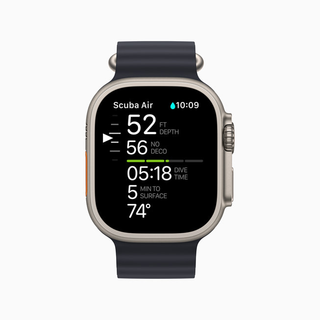 Apple Watch Ultra zeigt die Oceanic+ App.