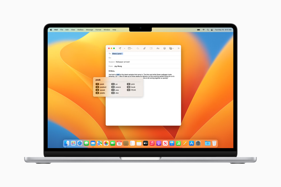 Voice Control phonetic suggestions displayed on MacBook Air.