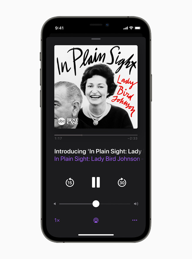 The In Plain Sight: Lady Bird Johnson podcast, displayed on iPhone 12.