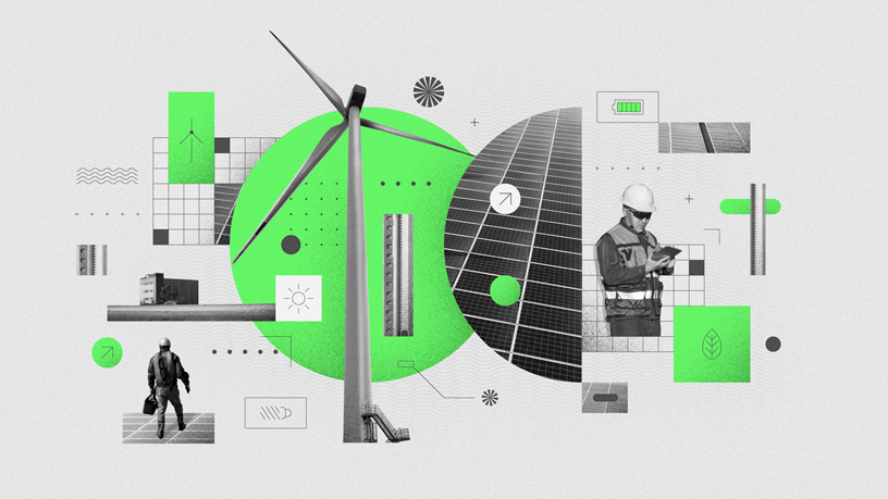 Clean energy initiative editorial illustration.