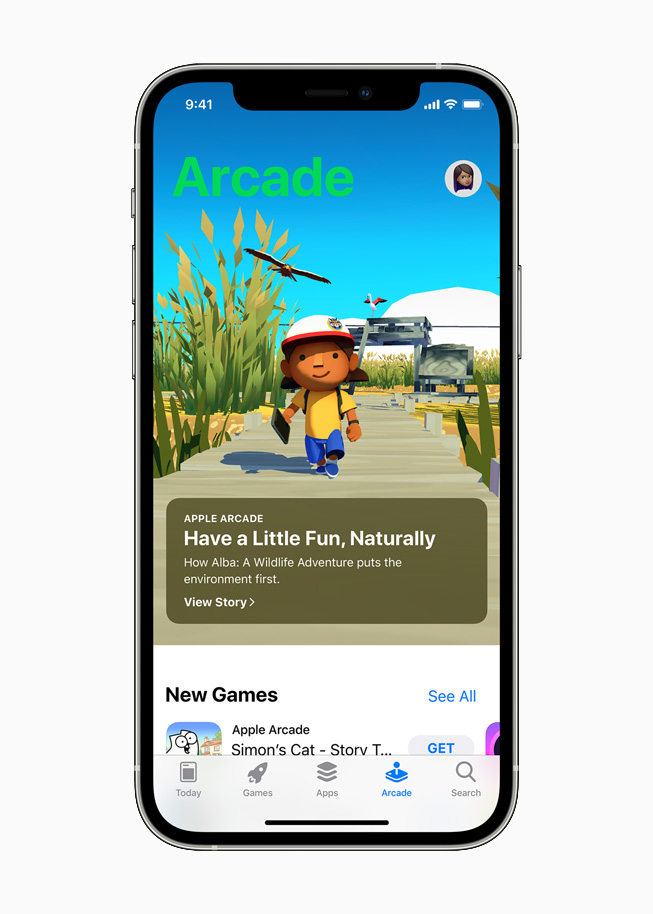 “Alba: A Wildlife Adventure” on Apple Arcade, displayed on iPhone 12 Pro.