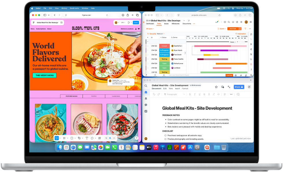 Wiele otwartych aplikacji na MacBooku Air