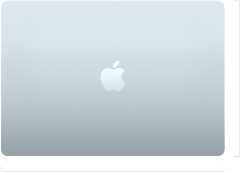 Zamknięty 15-calowy MacBook Air z widocznym z zewnątrz logo Apple pośrodku
