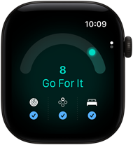 Apple Watch Series 12, carcasă din aluminiu, culoare Negru, scor de pregătire de 8, partea exterioară dreaptă, Digital Crown