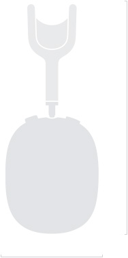 Illustration silhouette of AirPods Max 2, side exterior, 83.4 mm depth, 187.3 mm height