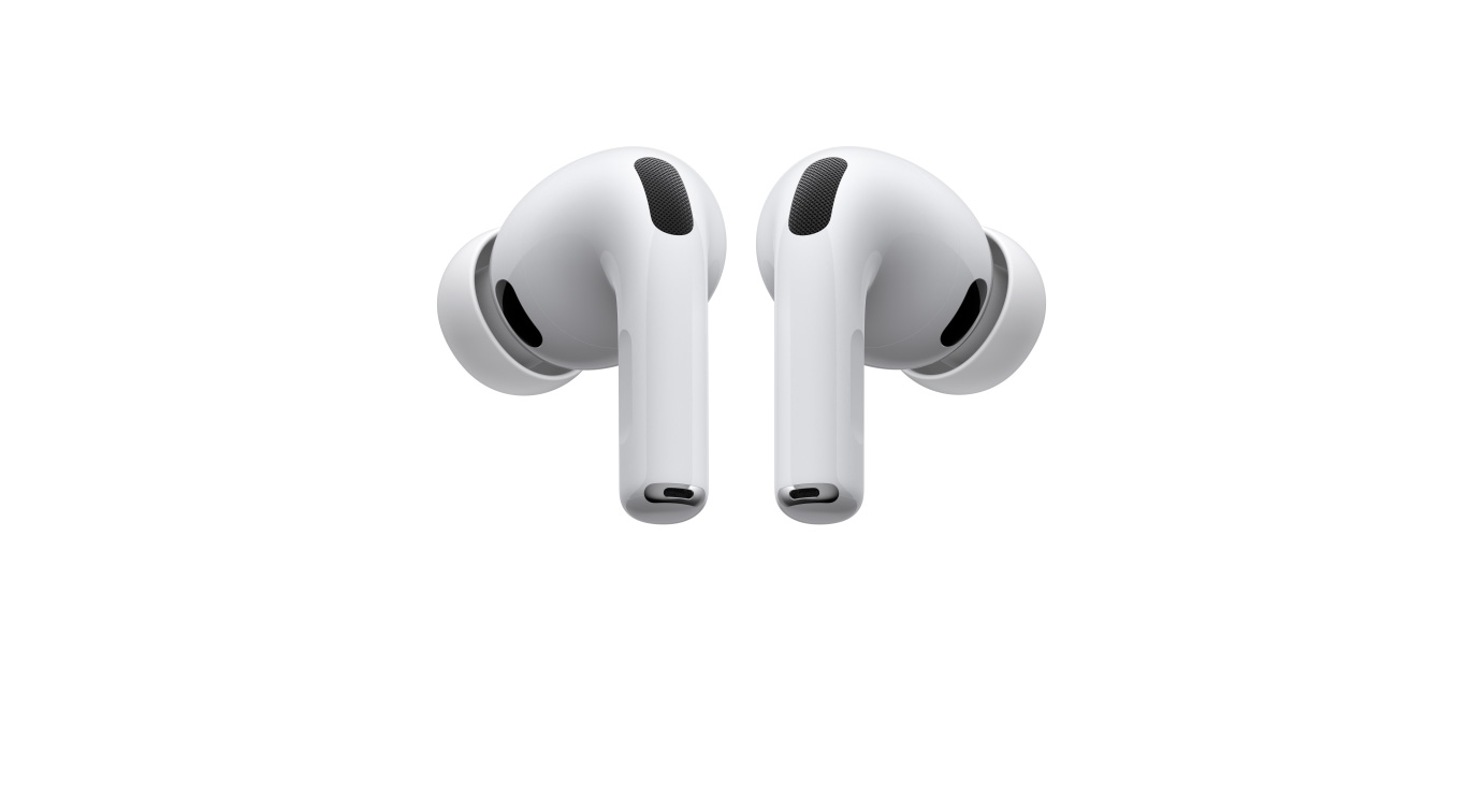 AirPods Pro 3, left and right wireless headphones, white color, silicone tips