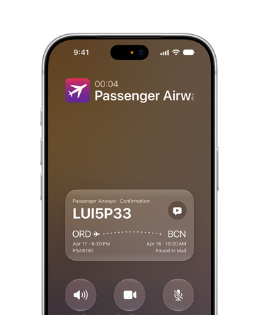iPhone 18 Pro, Gümüş Rengi, ekranda Apple Intelligence destekli Arama Bağlamı özelliği ile bir telefon görüşmesi sırasında hava yolu onayı bilgileri gösteriliyor