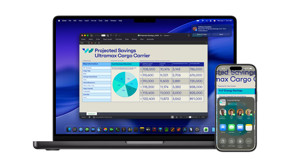 A Mac and an iPhone displaying a Keynote presentation.